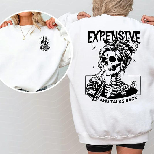 Expensive Difficult And Talks Back T Shirt, Trendy Front And Back Tshirt, Funny Women Shirt, Sarcastic Wife Shirt Cotton Top