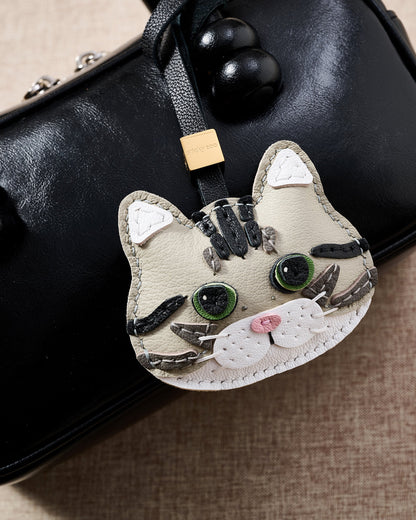 AMERICAN SHORTHAIR CAT CHARM – SILVER TABBY EDITION