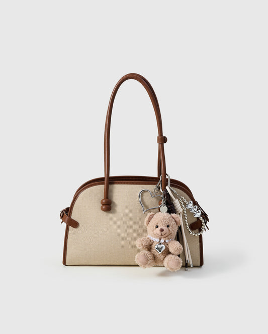 TEDDY BEAR PEARL HEART STACK CHARM