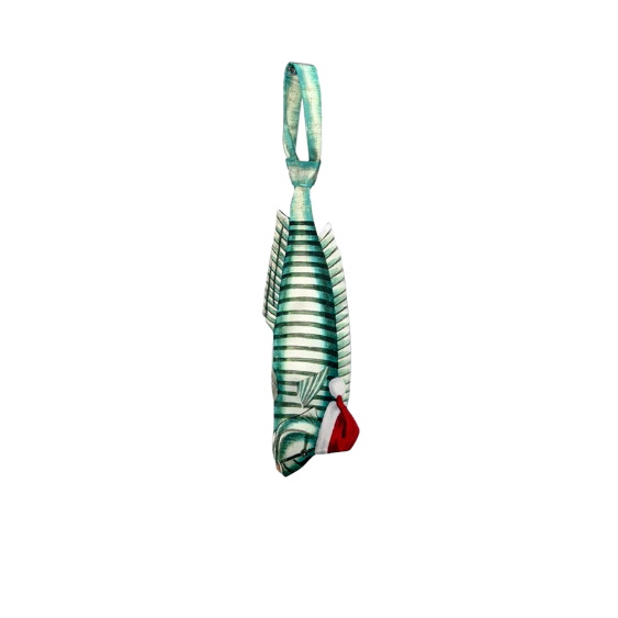 Christmas Novelty Green Striped Grouper Fish - Shaped Tie – Green Striped Grouper Fish Design In Taffeta Silk  – Funny Gift for Men – Tie Accessories