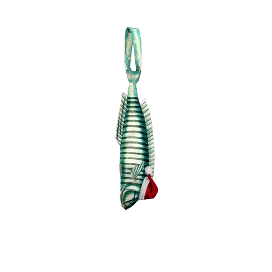 Christmas Novelty Green Striped Grouper Fish - Shaped Tie – Green Striped Grouper Fish Design In Taffeta Silk  – Funny Gift for Men – Tie Accessories