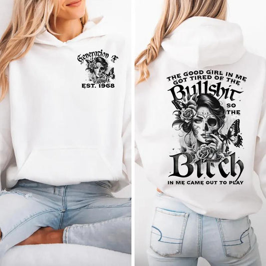 Personalization Generation X Skull Hoodie , The Good Girl Gen X FAFO Hoodie, Raised on Hose Water and Neglect, 100% Cotton, Two-Sided Design Menswear Shirt