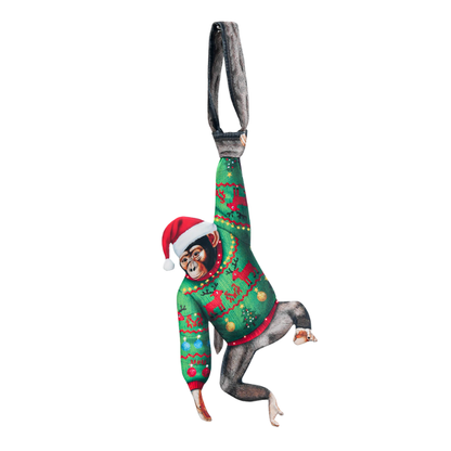 Christmas Monkey Novelty Tie – Funny Animal Tie, Holiday Gift, Taffeta Silk