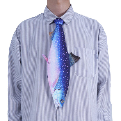 Animals Tie Shaped Novelty Tie, Blue Salmon fish Shaped Tie, Vintage Holiday Gift, Tie Gift, Tie Accessories