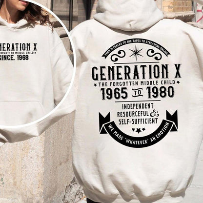 HOODIE Generation X Custom Year New Version, Custom Year Of Birth Shirt,  Generation X T Shirt - 100% Cotton Menswear Unisex Menswear Unisex