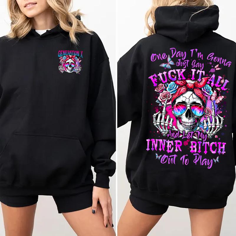 One Day I'm Gonna Just Say FIA Gen X Baby Boomers Millennial FAFO Hoodie Raised on Hose Water and Neglect 100% Cotton Two-Sided Design Women and Men Hoodie Casual Classic Fit