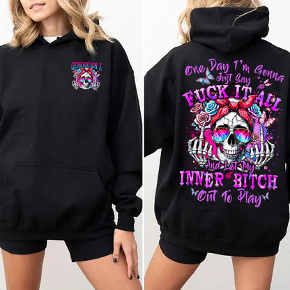 One Day I'm Gonna Just Say FIA Gen X Baby Boomers Millennial FAFO Hoodie Raised on Hose Water and Neglect 100% Cotton Two-Sided Design Women and Men Hoodie Casual Classic Fit