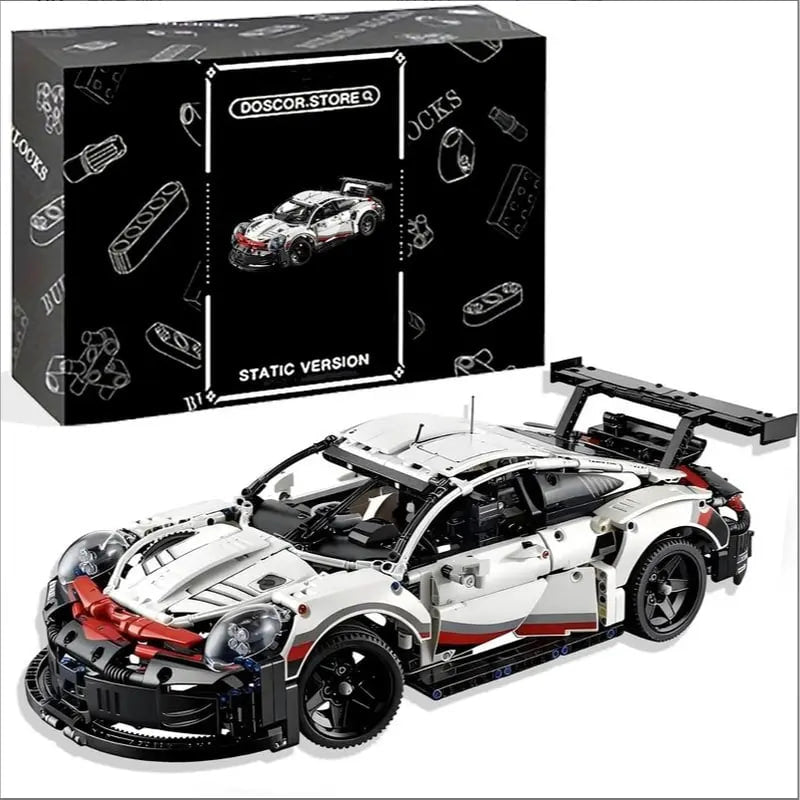 1580+ pieces of 1:10 assembled building blocks, 911-compatible 42096 sports model MOC toys, Model Car Kit, decorative adult gifts